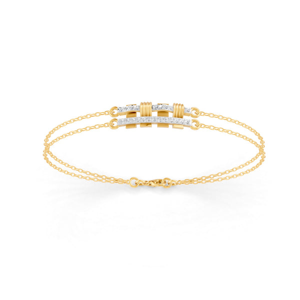 0.27 Ct Round Cut Moissanite Minimalist Bar Chain Bracelet 14K Yellow Gold Plated