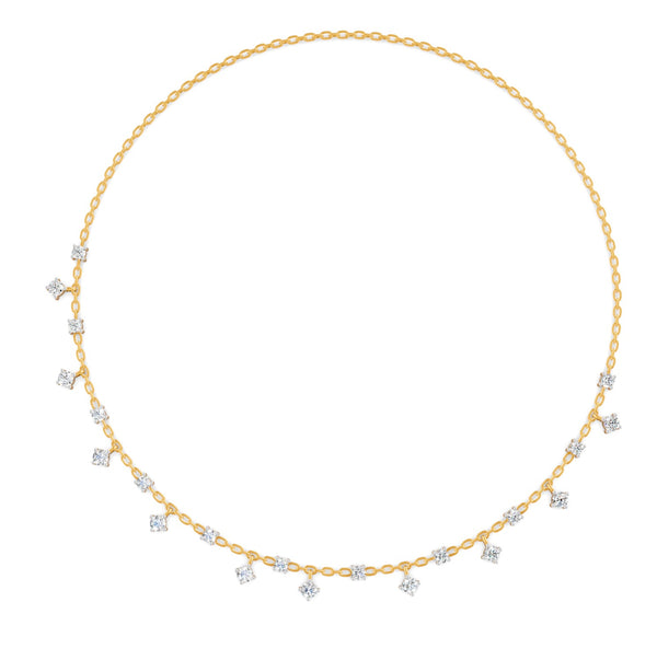 0.76 Ct Round Cut Moissanite Minimalist Chain Necklace In 14K Yellow Gold Plated