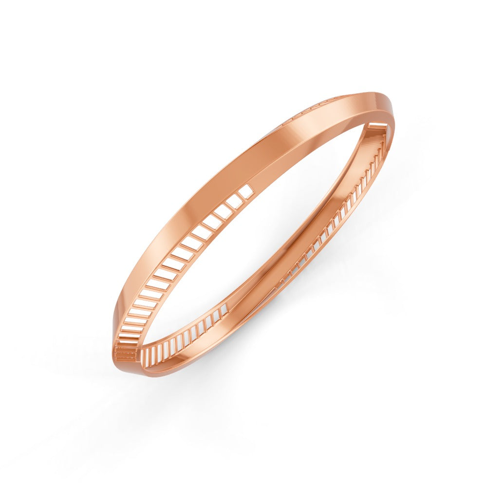 Elegant Gold Bangle with Sleek Cutout Design 14K Gold Plated