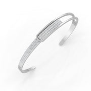 0.85 Ct Round Cut Natural Moissanite Women Cuff Bangle Bracelets 14K Gold Plated