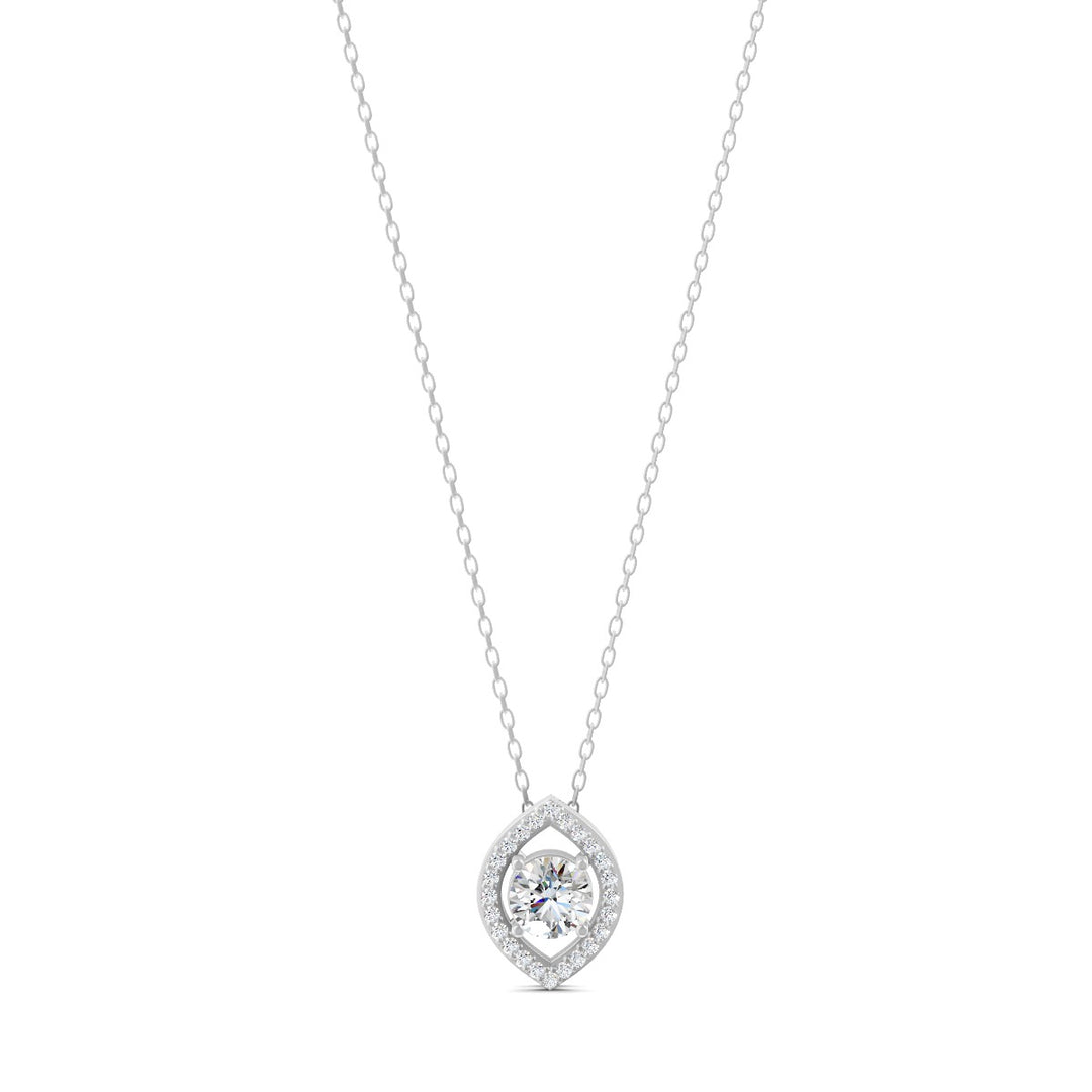 0.56 Ct Round Cut Moissanite Women's Cluster Necklace Pendant 14K Gold Plated