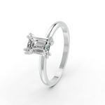 Load image into Gallery viewer, Emerald Cut Real Moissanite Double Prong Solitaire Ring 14K Gold Plated