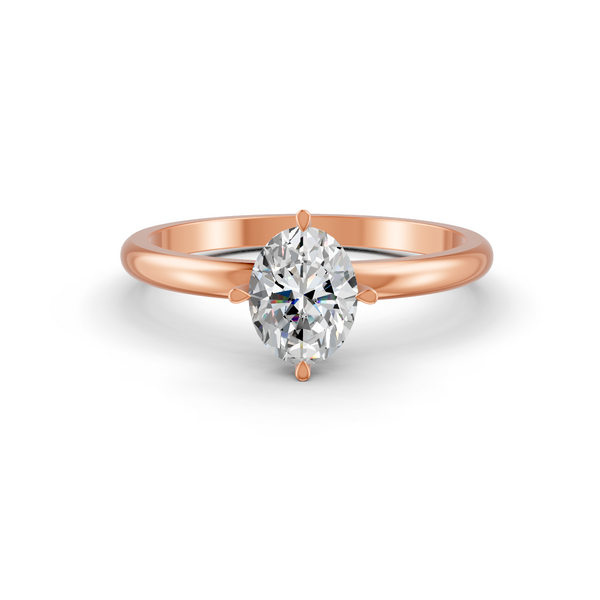 1-5 Ct Oval Cut Real Moissanite 4 Prong Solitaire Ring 14K Yellow Gold Plated