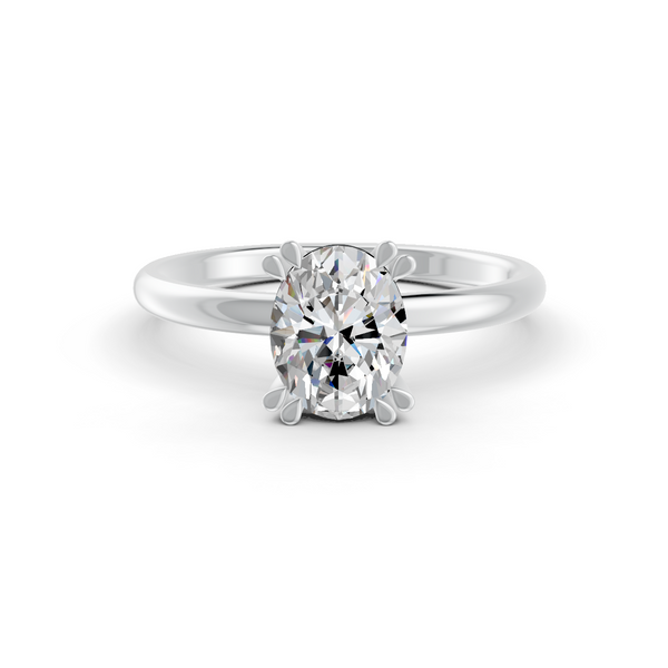 1-5 Ct Oval Cut Real Moissanite Double 4 Prong Solitaire Ring 14K Yellow Gold Plated
