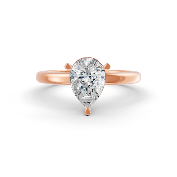 1-5 Ct Pear Cut Real Moissanite Claw Prong Solitaire Ring 14K Yellow Gold Plated