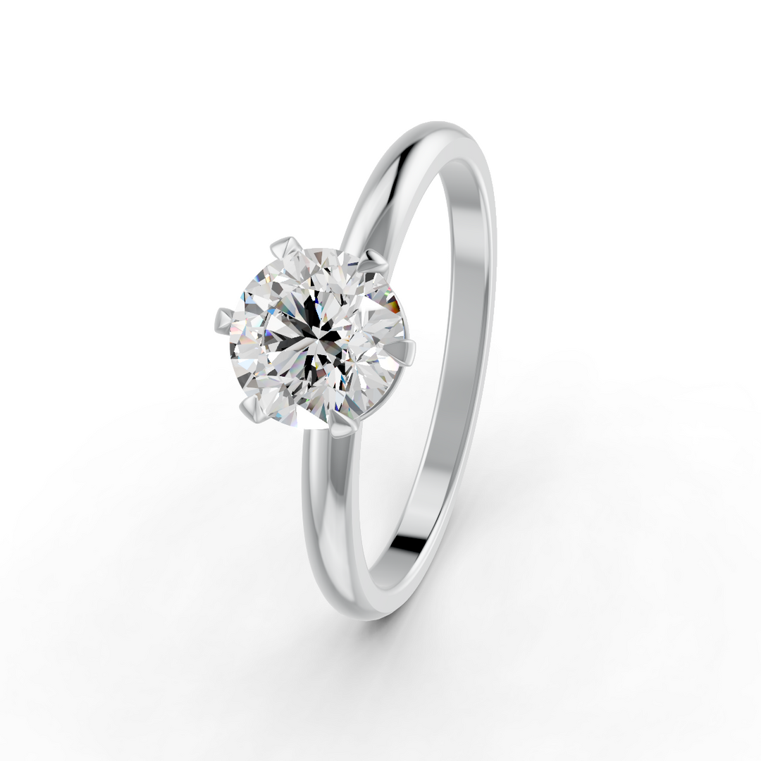 Round Cut Moissanite Solitaire Engagement Ring 14K White Gold Plated