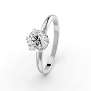 Round Cut Moissanite Solitaire Engagement Ring 14K White Gold Plated