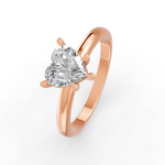 Load image into Gallery viewer, Heart Cut Real Moissanite 5 Prong Solitaire Ring 14K Gold Plated