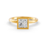 Load image into Gallery viewer, Princess Cut Real Moissanite Bezel Set Solitaire Ring 14K Gold Plated