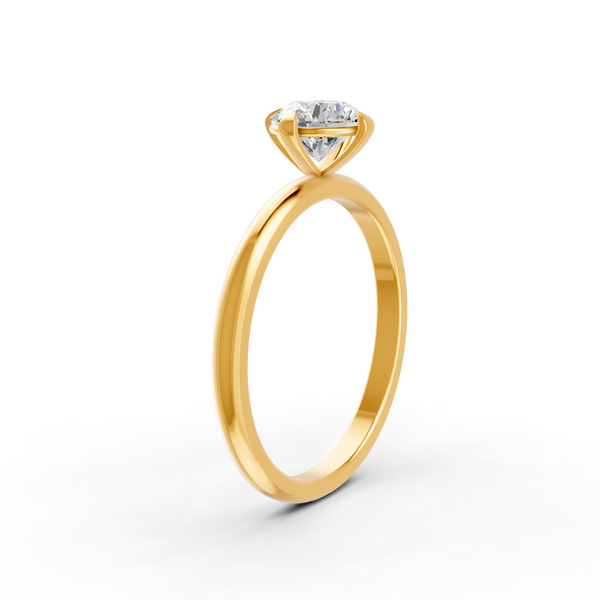 1-5 Ct Round Cut Real Moissanite 4 Prong Solitaire Ring 14K Yellow Gold Plated