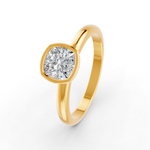 Load image into Gallery viewer, Cushion Cut Real Moissanite Bezel Set Solitaire Ring 14K Gold Plated