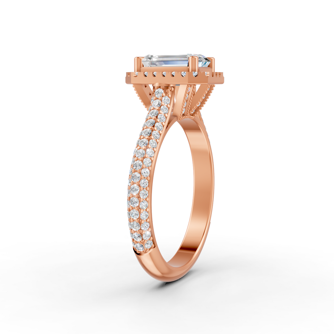 2.50 Ct Radiant Cut Moissanite Engagement Ring 14K Gold Plated