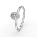 Load image into Gallery viewer, Oval Cut Real Moissanite Bezel Set Solitaire Ring 14K Gold Plated