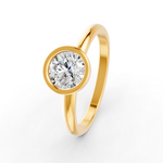 Load image into Gallery viewer, Round Cut Real Moissanite Bezel Set Solitaire Ring 14K Gold Plated