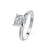 1-5 Ct Cushion Cut Real Moissanite 4 Prong Solitaire Ring 14K Yellow Gold Plated