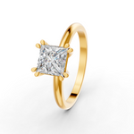 Load image into Gallery viewer, Princess Cut Real Moissanite Double 4 Prong Solitaire Ring 14K Gold Plated