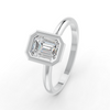 1-5 Ct Emerald Cut Real Moissanite Bezel Set Solitaire Ring 14K Yellow Gold Plated