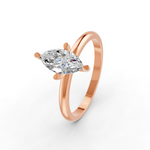 Load image into Gallery viewer, Marquise Cut Real Moissanite 4 Prong Solitaire Ring 14K Gold Plated