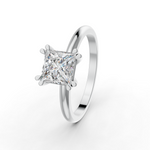 Load image into Gallery viewer, Princess Cut Real Moissanite Double 4 Prong Solitaire Ring 14K Gold Plated