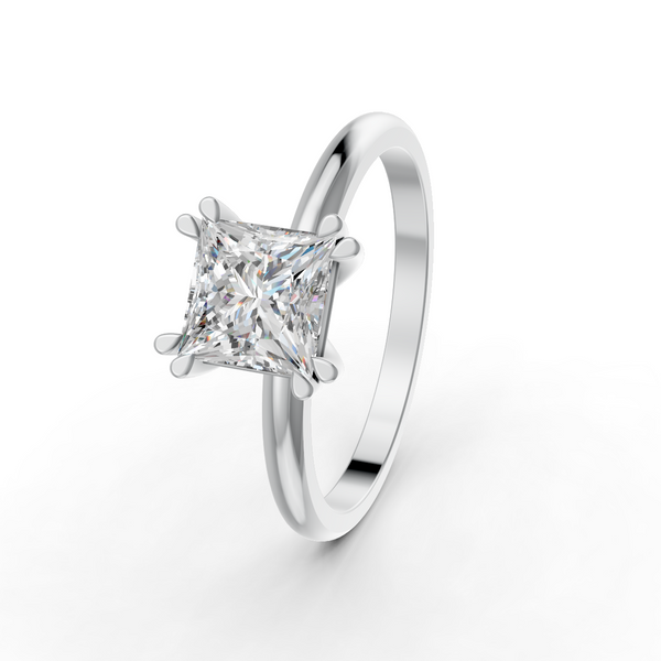 1-5 Ct Princess Cut Real Moissanite Double 4 Prong Solitaire Ring 14K Yellow Gold Plated