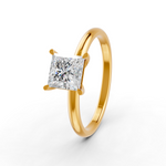 Load image into Gallery viewer, Princess Cut Real Moissanite 4 Prong Solitaire Ring 14K Gold Plated