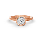 Load image into Gallery viewer, Round Cut Real Moissanite Bezel Set Solitaire Ring 14K Gold Plated