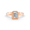 1-5 Ct Emerald Cut Real Moissanite Bezel Set Solitaire Ring 14K Yellow Gold Plated