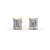 Emerald Cut Real Moissanite 4 Prong Solitaire Stud Earrings Screw Back 14K Gold Plated