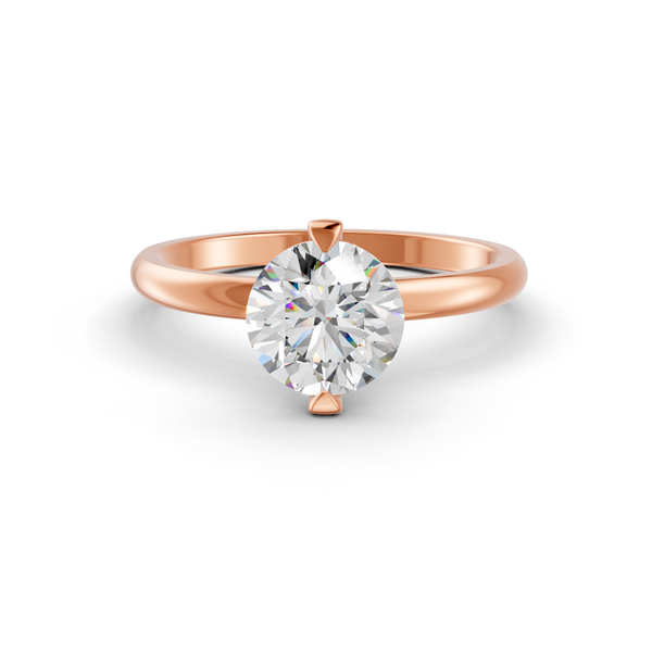 1-5 Ct Round Cut Real Moissanite 2 Prong Solitaire Ring 14K Yellow Gold Plated