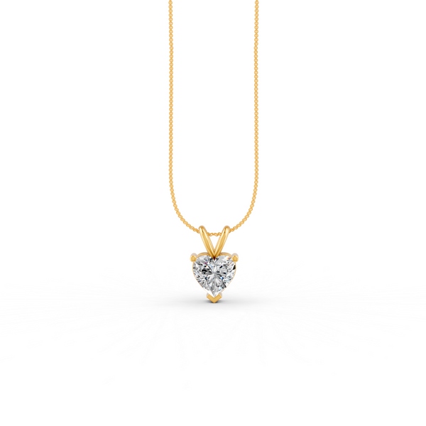 Heart Cut Moissanite Solitaire Pendant 14K Gold Plated