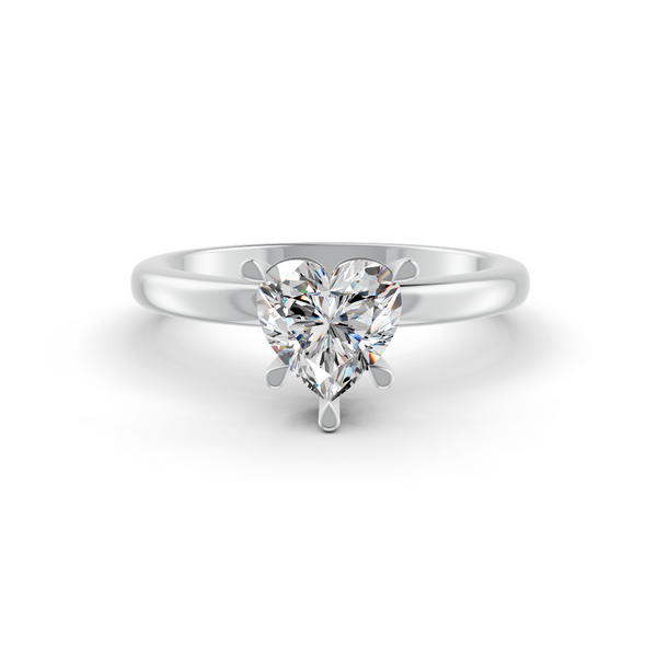 1-5 Ct Heart Cut Real Moissanite 5 Prong Solitaire Ring 14K Yellow Gold Plated