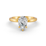 Load image into Gallery viewer, Pear Cut Real Moissanite 5 Prong Solitaire Ring 14K Gold Plated