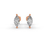 Load image into Gallery viewer, Marquise Cut Real Moissanite 2 Prong Solitaire Stud Earrings Screw Back 14K Gold Plated