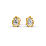 Load image into Gallery viewer, Pear Cut Real Moissanite Bezel Set Solitaire Stud Earrings Screw Back 14K Gold Plated