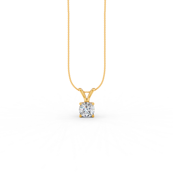 Round Cut Moissanite Solitaire Pendant 14K Yellow Gold Plated