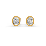 Load image into Gallery viewer, Oval Cut Real Moissanite Bezel Set Solitaire Stud Earrings Screw Back 14K Gold Plated