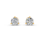 Load image into Gallery viewer, Round Cut Real Moissanite 3 Prong Solitaire Stud Earrings 14K Gold Plated
