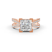 3Ct Princess Cut Moissanite Women Engagement Ring 14K Gold Plated