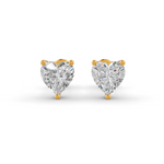 Load image into Gallery viewer, Heart Cut Real Moissanite 3 Prong Solitaire Stud Earrings Screw Back 14K Gold Plated