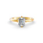 Load image into Gallery viewer, Emerald Cut Real Moissanite 4 Prong Solitaire Ring 14K Gold Plated