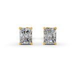 Load image into Gallery viewer, Radiant Cut Real Moissanite 4 Prong Solitaire Stud Earrings Screw Back 14K Gold Plated