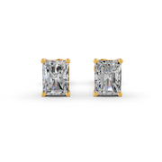 Radiant Cut Real Moissanite 4 Prong Solitaire Stud Earrings Screw Back 14K Gold Plated