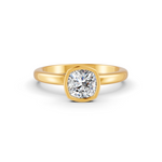 Load image into Gallery viewer, Cushion Cut Real Moissanite Bezel Set Solitaire Ring 14K Gold Plated