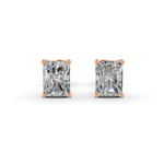 Load image into Gallery viewer, Radiant Cut Real Moissanite 4 Prong Solitaire Stud Earrings Screw Back 14K Gold Plated