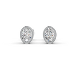 Load image into Gallery viewer, Oval Cut Real Moissanite Bezel Set Solitaire Stud Earrings Screw Back 14K Gold Plated