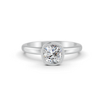 Load image into Gallery viewer, Cushion Cut Real Moissanite Bezel Set Solitaire Ring 14K Gold Plated