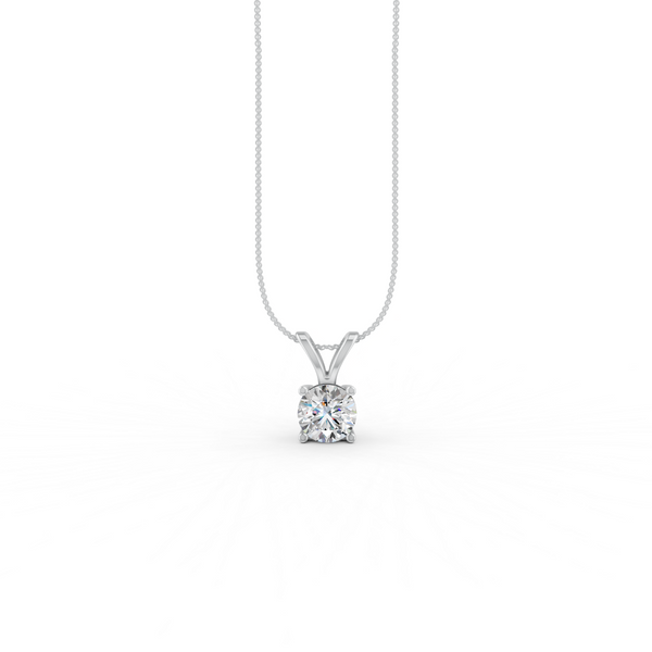 Round Cut Moissanite Solitaire Pendant 14K Yellow Gold Plated