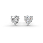 Heart Cut Real Moissanite 3 Prong Solitaire Stud Earrings Screw Back 14K Gold Plated