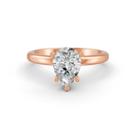 Load image into Gallery viewer, Pear Cut Real Moissanite 5 Prong Solitaire Ring 14K Gold Plated