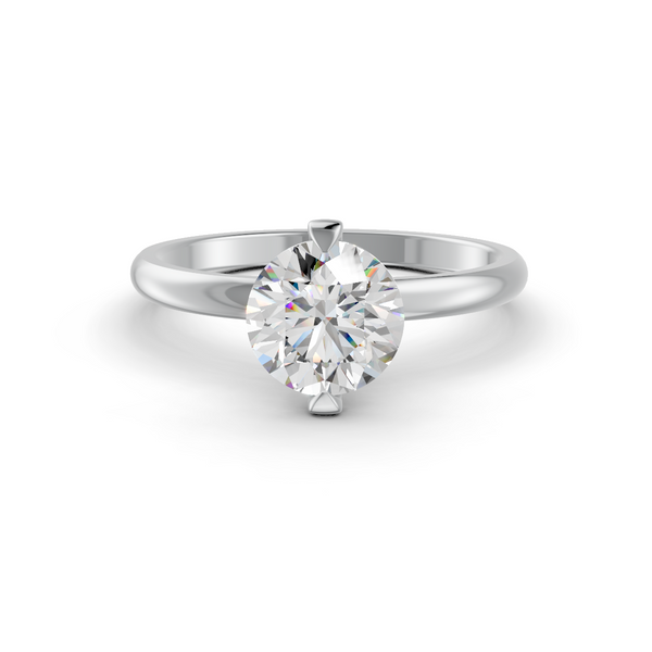 1-5 Ct Round Cut Real Moissanite 2 Prong Solitaire Ring 14K Yellow Gold Plated